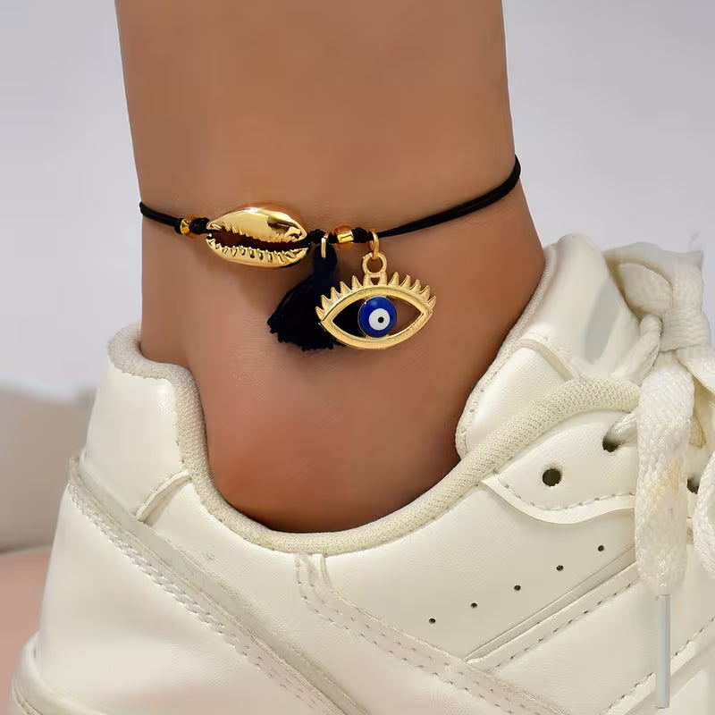 Evil Eye Pendant String Anklet