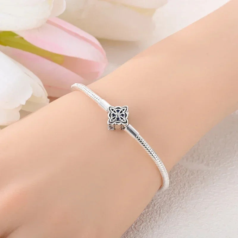 Silver Plated Evil Eye Celtic Knot Charm Bracelet