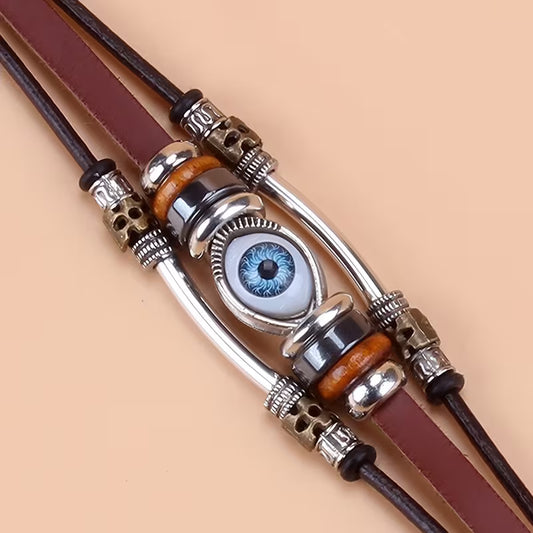 Authentic Leather Evil Eye Bracelet