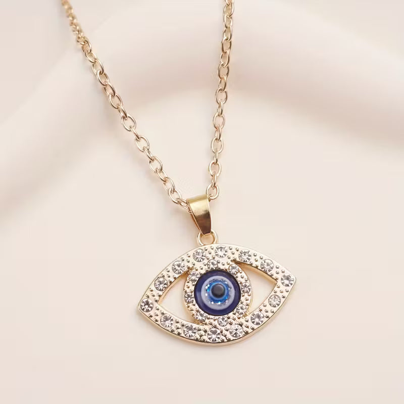Rhinestone Evil Eye Pendant Necklace