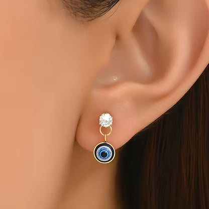 Gold Plated Evil Eye Pendant Earrings