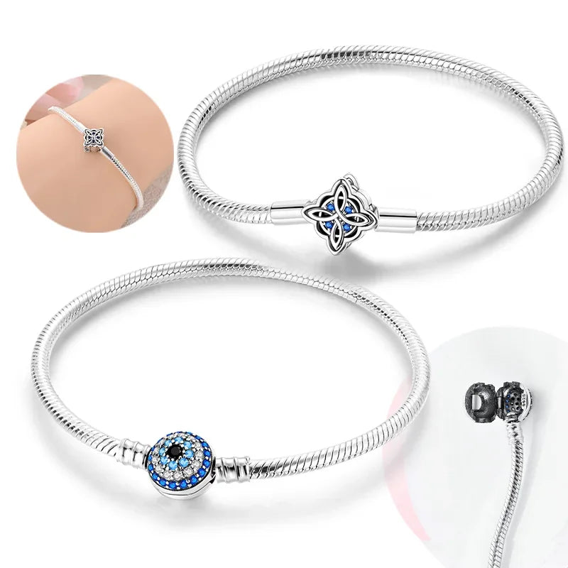 Silver Plated Evil Eye Celtic Knot Charm Bracelet