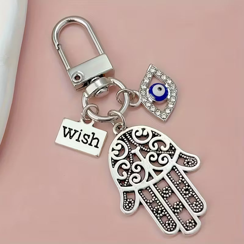 Wish Hamsa Hand Evil Eye Keychain