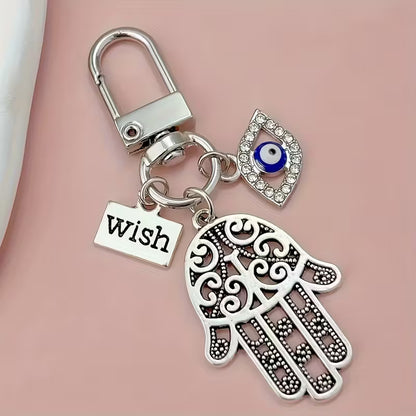 Wish Hamsa Hand Evil Eye Keychain