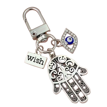 Wish Hamsa Hand Evil Eye Keychain