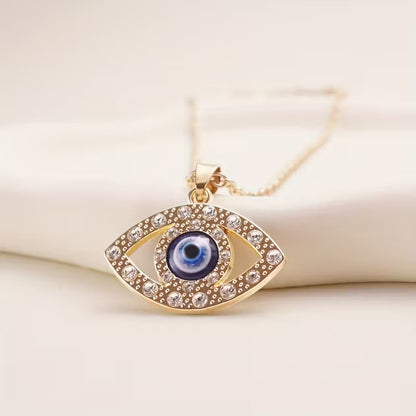 Rhinestone Evil Eye Pendant Necklace