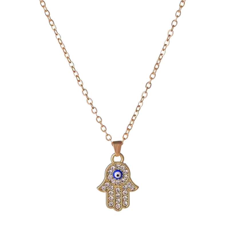 Hamsa Hand Evil Eyes Pendant Necklace