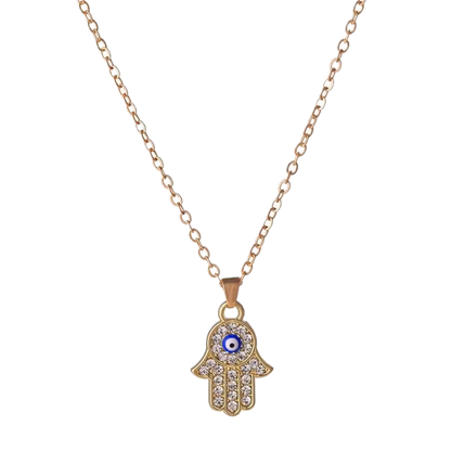 Hamsa Hand Evil Eyes Pendant Necklace