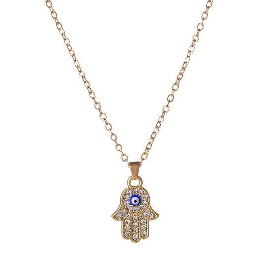 Hamsa Hand Evil Eyes Pendant Necklace