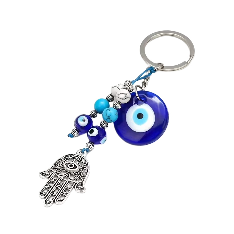 Hamsa Hand Evil Eye Bead Keychain