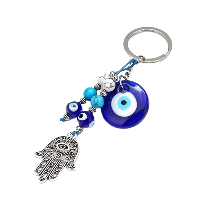 Hamsa Hand Evil Eye Bead Keychain