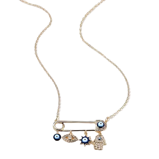 Blue Eyes & Star Bangle Motifs Pendant Necklace
