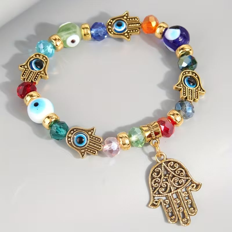 Muli-Colour Evil Eye Pendant Bracelet
