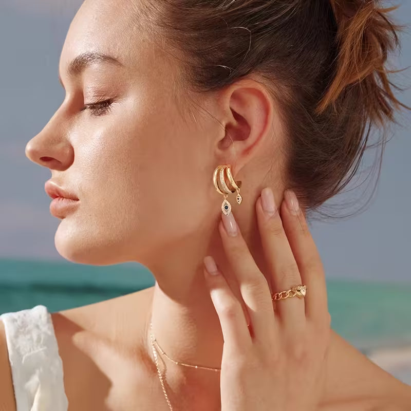 Triple Evil Eye Earrings