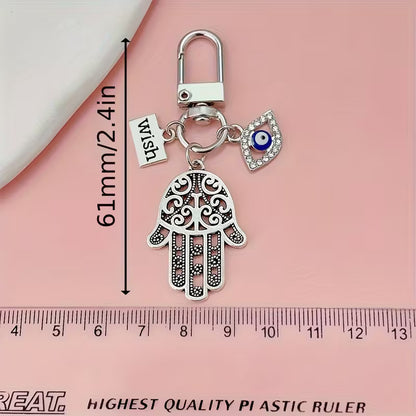 Wish Hamsa Hand Evil Eye Keychain