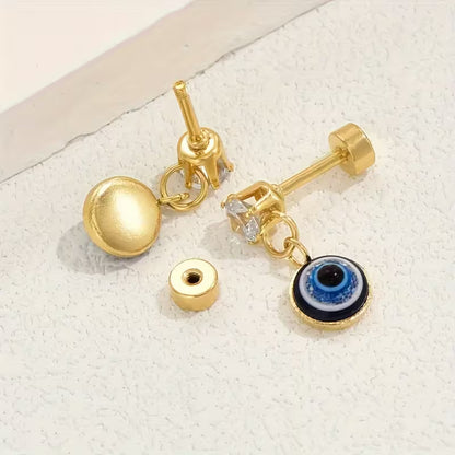 Gold Plated Evil Eye Pendant Earrings