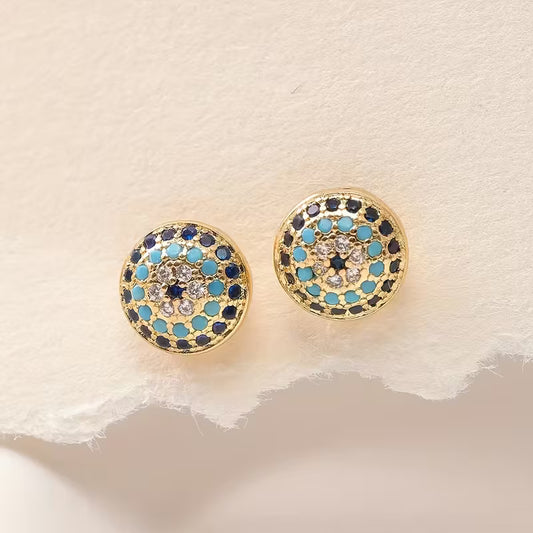 Evil Eye Golden Copper Earrings