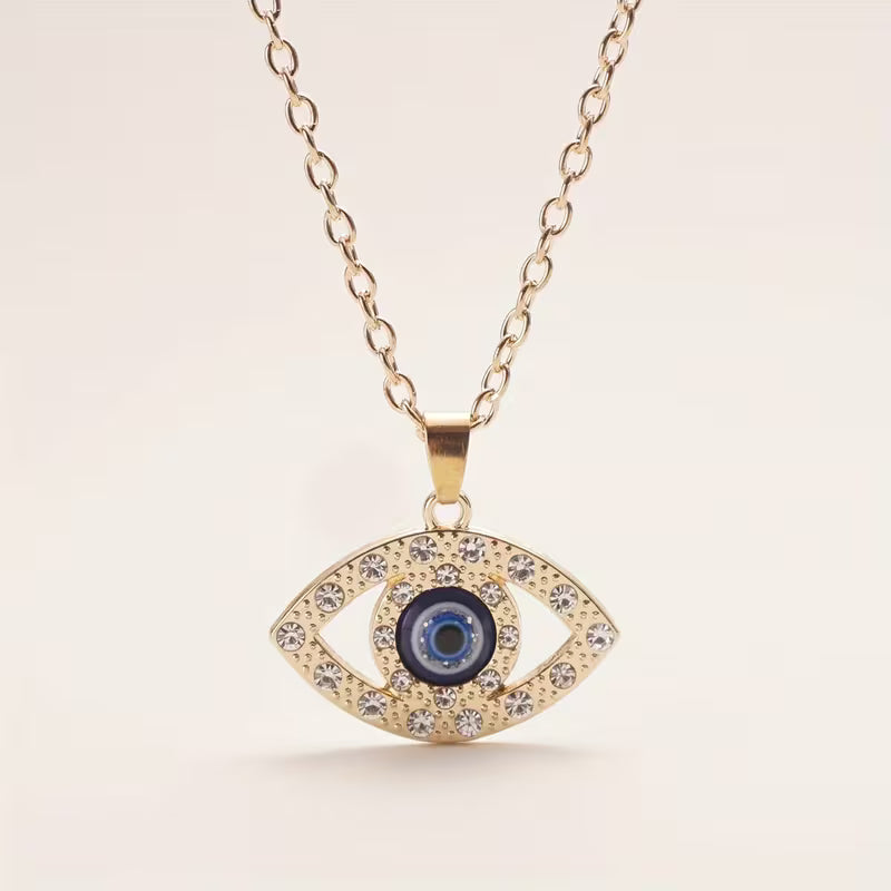 Rhinestone Evil Eye Pendant Necklace