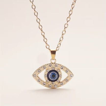 Rhinestone Evil Eye Pendant Necklace