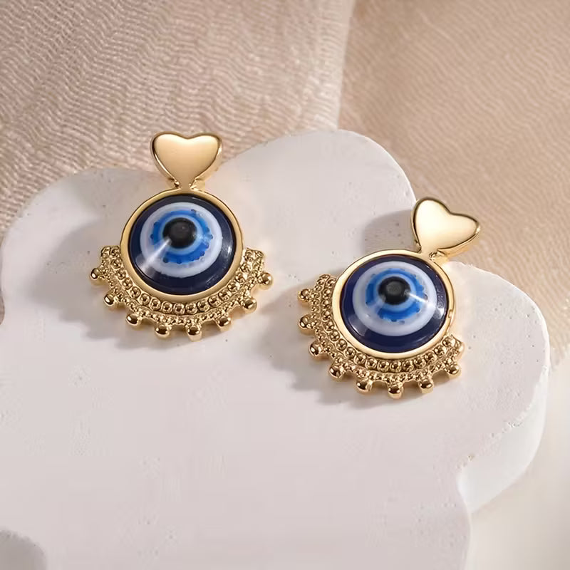 Heart Evil Eye Earrings