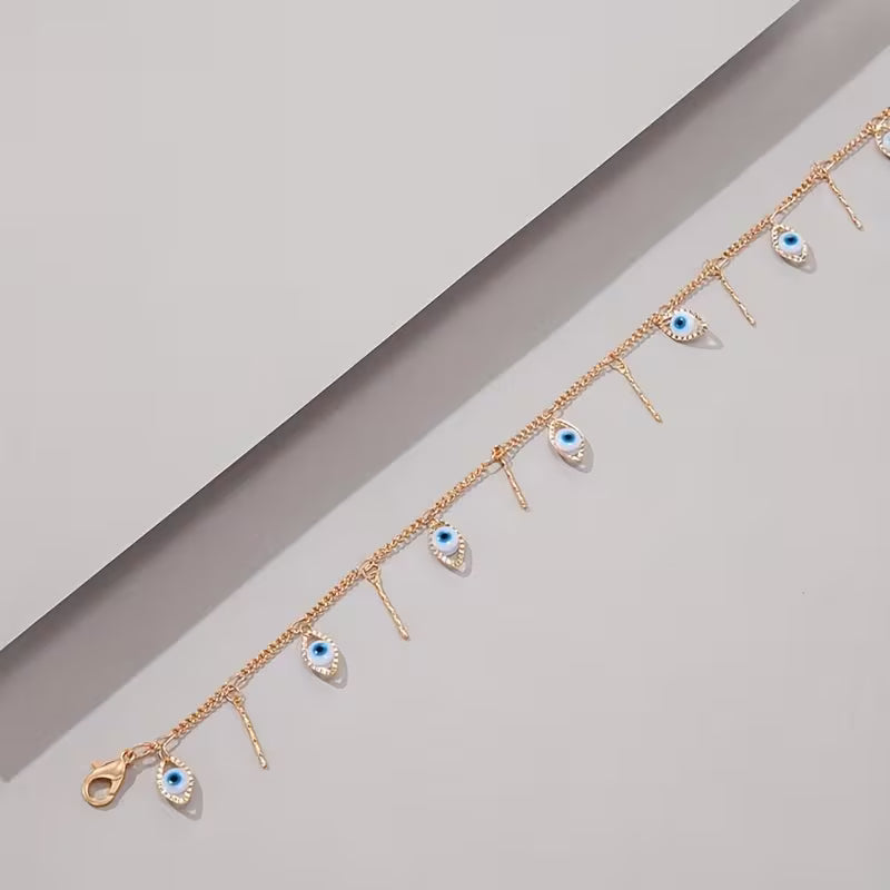 Multi Evil Eye Adjustable Anklet