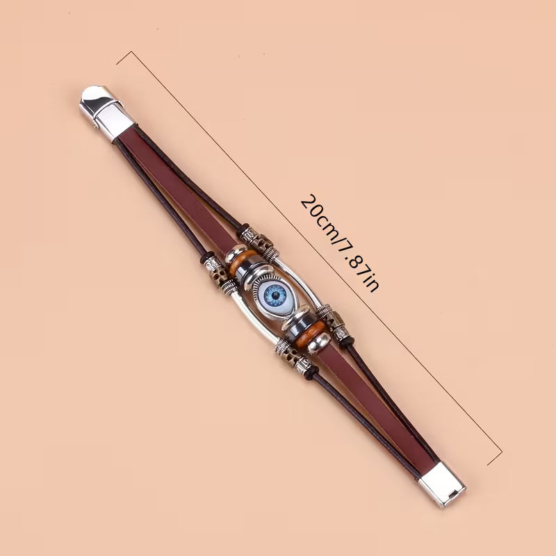 Authentic Leather Evil Eye Bracelet
