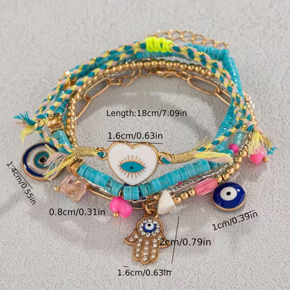 6-Piece Evil Eye Pendant Anklet