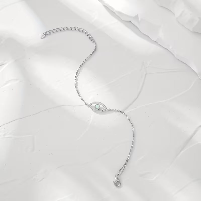 925 Sterling Silver Opal Evil Eye Bracelet