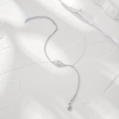 925 Sterling Silver Opal Evil Eye Bracelet