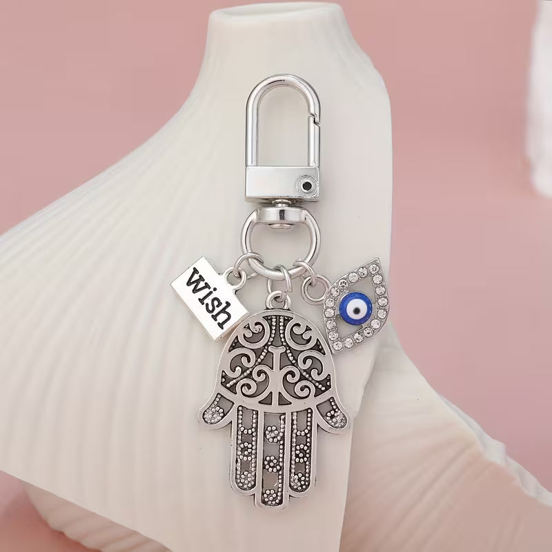 Wish Hamsa Hand Evil Eye Keychain