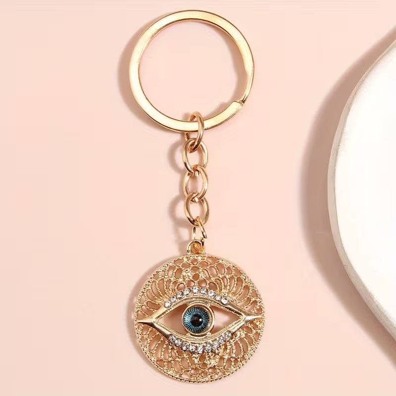 Golden Evil Eye Pendant Keychain
