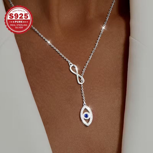 925 Sterling Silver Evil Eye Adjustable Necklace