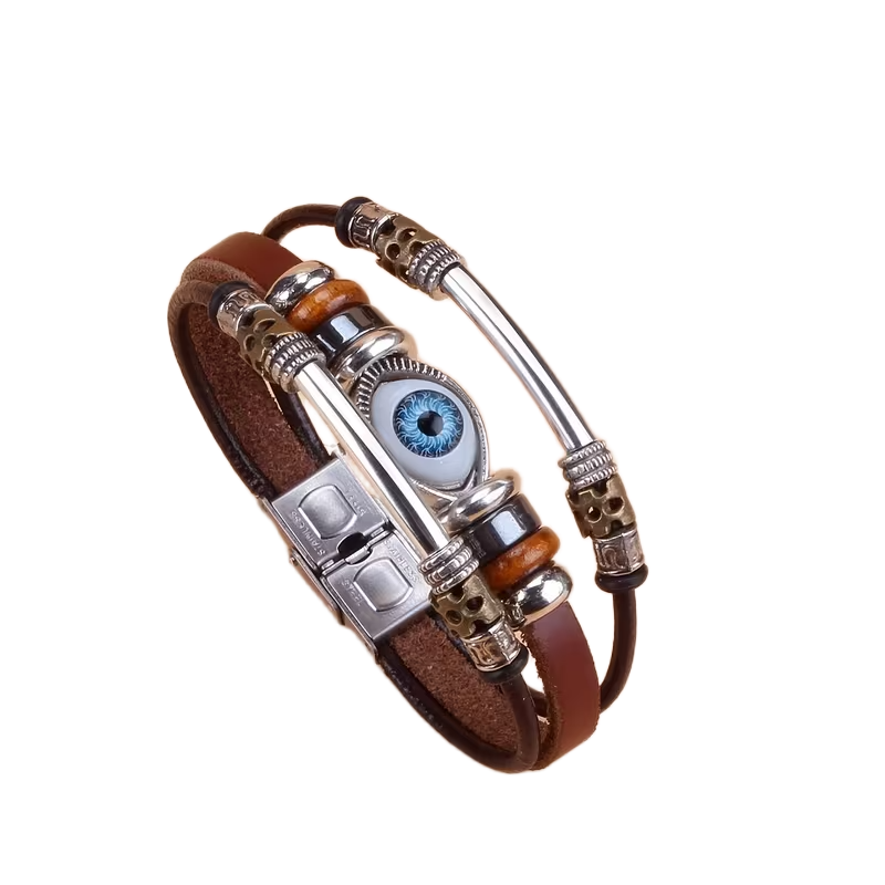 Authentic Leather Evil Eye Bracelet