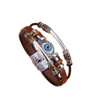 Authentic Leather Evil Eye Bracelet