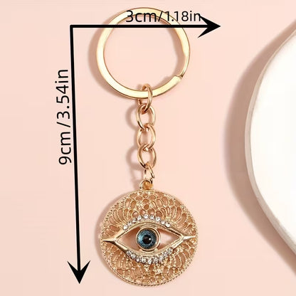 Golden Evil Eye Pendant Keychain