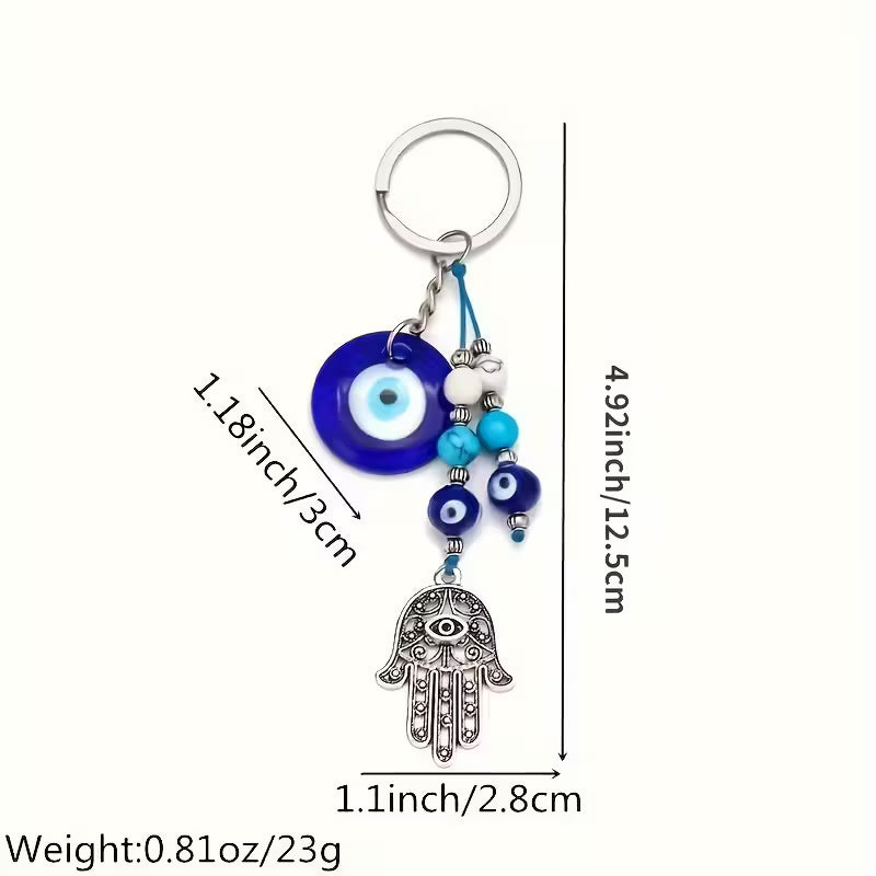 Hamsa Hand Evil Eye Bead Keychain
