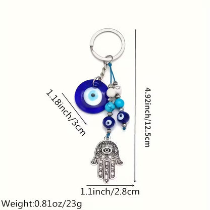 Hamsa Hand Evil Eye Bead Keychain