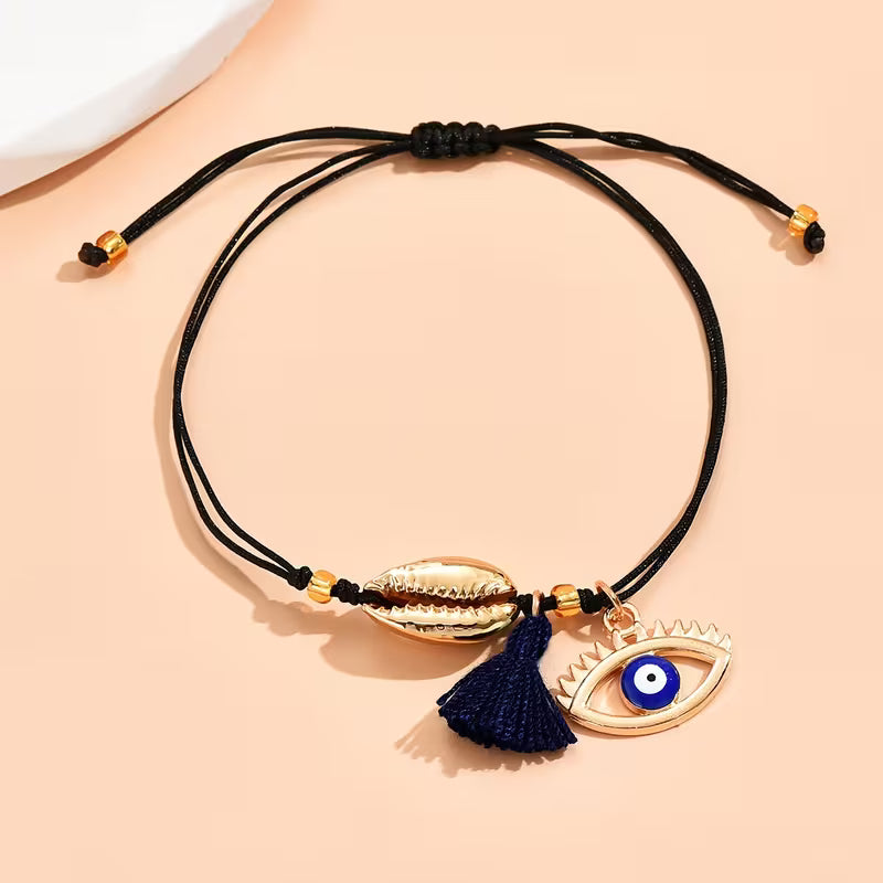 Evil Eye Pendant String Anklet
