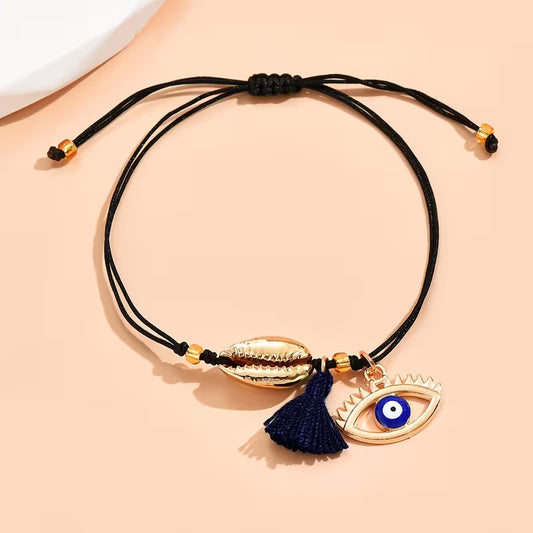 Evil Eye Pendant String Anklet