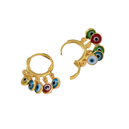18K Golden Plated Multi Evil Eye Earrings