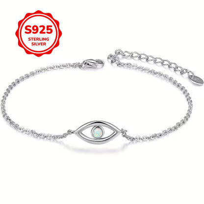 925 Sterling Silver Opal Evil Eye Bracelet
