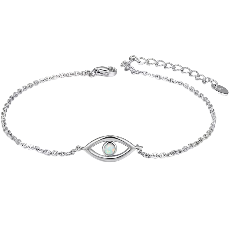 925 Sterling Silver Opal Evil Eye Bracelet