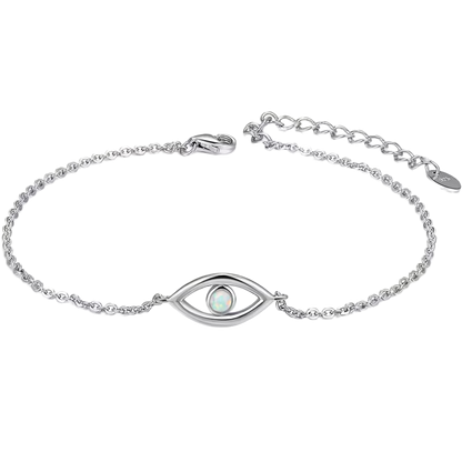 925 Sterling Silver Opal Evil Eye Bracelet