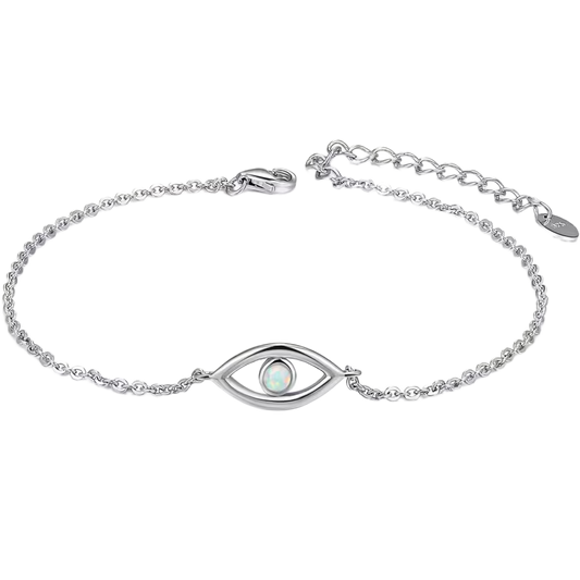 925 Sterling Silver Opal Evil Eye Bracelet