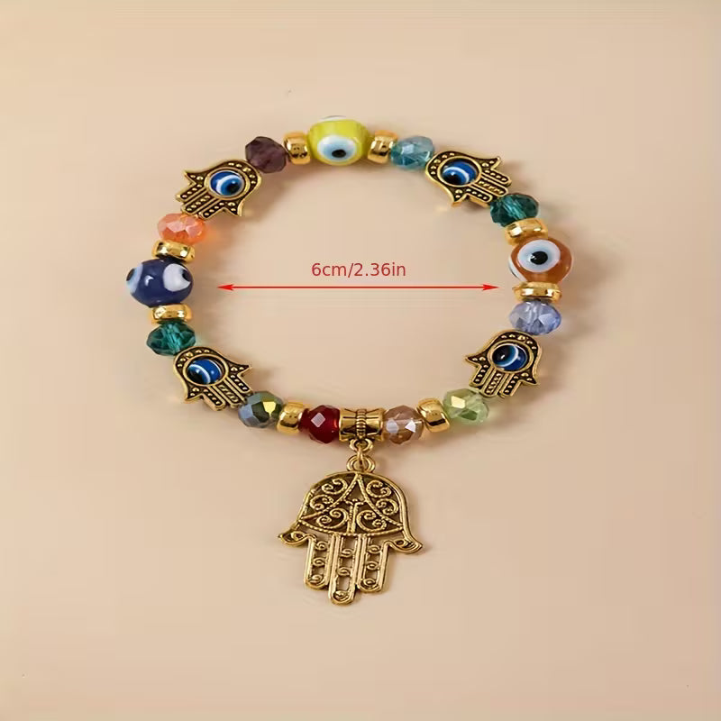 Muli-Colour Evil Eye Pendant Bracelet
