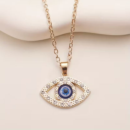 Rhinestone Evil Eye Pendant Necklace