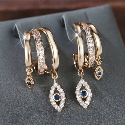 Triple Evil Eye Earrings