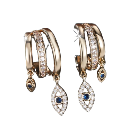 Triple Evil Eye Earrings