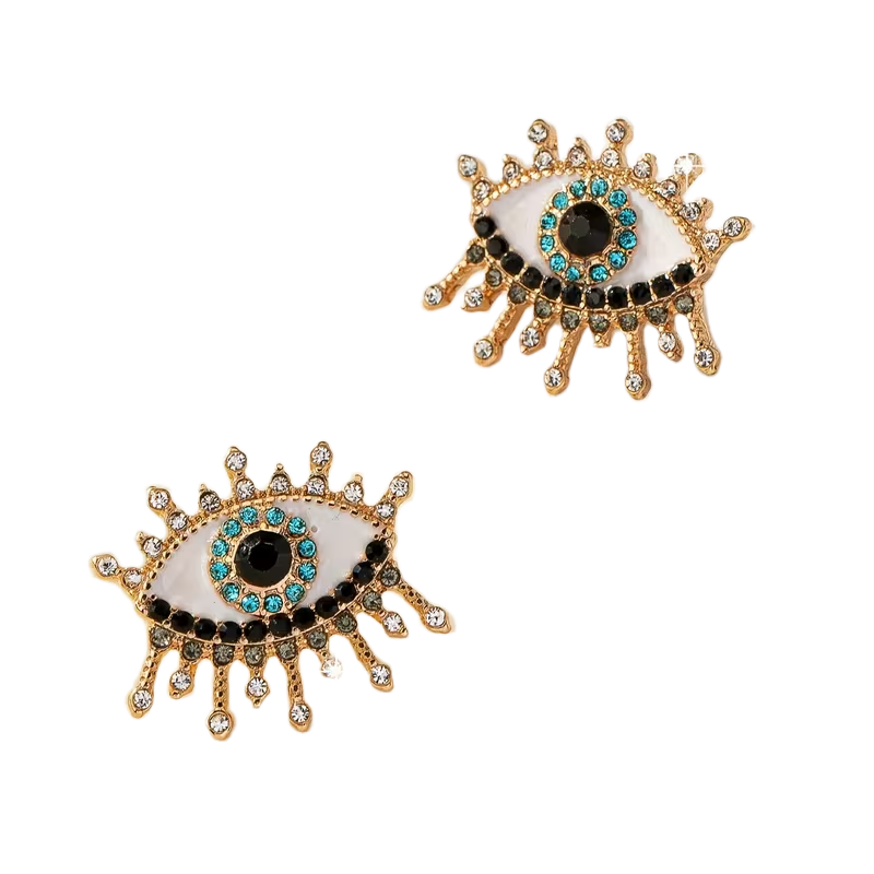 Sparkling Lash Evil Eye Earrings