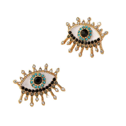 Sparkling Lash Evil Eye Earrings